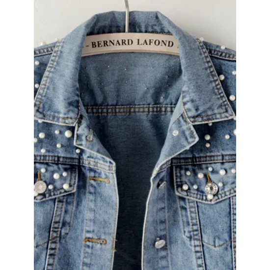 Denim Split-Joint Long Sleeves Lapel Jackets Denim Split-Joint Long Sleeves Lapel Jackets
