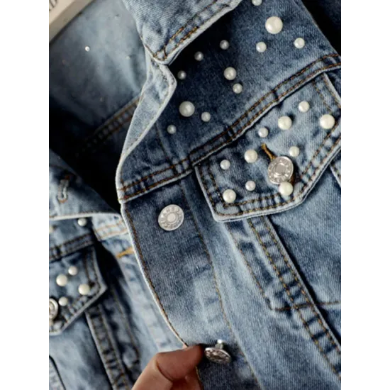 Denim Split-Joint Long Sleeves Lapel Jackets Denim Split-Joint Long Sleeves Lapel Jackets