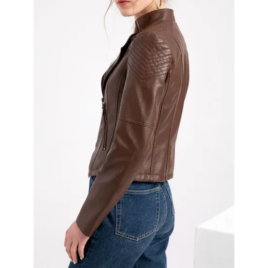 Split-Joint Zipper Long Sleeves Mock Neck Outerwear PU Jackets Split-Joint Zipper Long Sleeves Mock Neck Outerwear PU Jackets