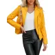 Split-Joint Zipper Long Sleeves Mock Neck Outerwear PU Jackets Split-Joint Zipper Long Sleeves Mock Neck Outerwear PU Jackets
