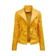 Split-Joint Zipper Long Sleeves Mock Neck Outerwear PU Jackets Split-Joint Zipper Long Sleeves Mock Neck Outerwear PU Jackets