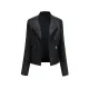 Split-Joint Zipper Long Sleeves Mock Neck Outerwear PU Jackets Split-Joint Zipper Long Sleeves Mock Neck Outerwear PU Jackets