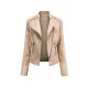 Split-Joint Zipper Long Sleeves Mock Neck Outerwear PU Jackets Split-Joint Zipper Long Sleeves Mock Neck Outerwear PU Jackets