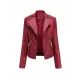 Split-Joint Zipper Long Sleeves Mock Neck Outerwear PU Jackets Split-Joint Zipper Long Sleeves Mock Neck Outerwear PU Jackets