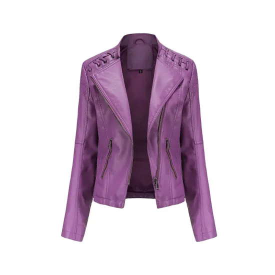 Split-Joint Zipper Long Sleeves Mock Neck Outerwear PU Jackets Split-Joint Zipper Long Sleeves Mock Neck Outerwear PU Jackets