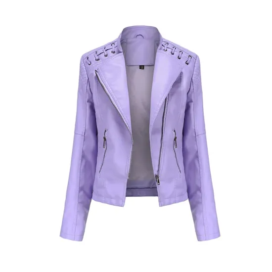 Split-Joint Zipper Long Sleeves Mock Neck Outerwear PU Jackets Split-Joint Zipper Long Sleeves Mock Neck Outerwear PU Jackets