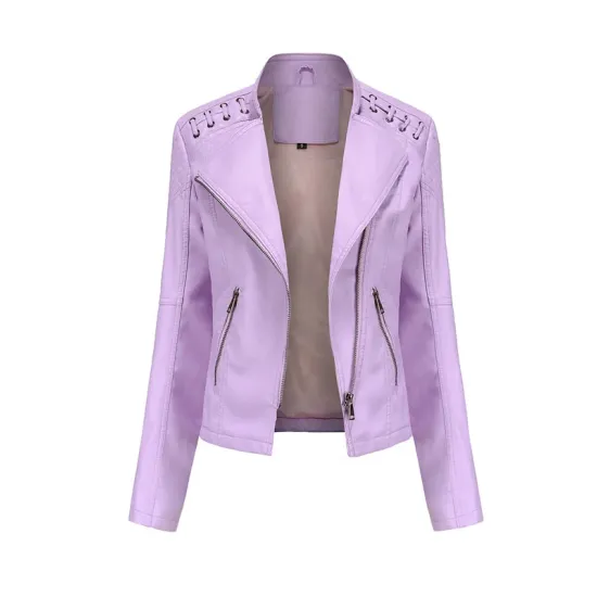 Split-Joint Zipper Long Sleeves Mock Neck Outerwear PU Jackets Split-Joint Zipper Long Sleeves Mock Neck Outerwear PU Jackets