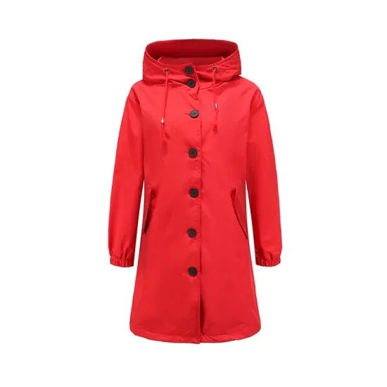 Buttoned Drawstring Elasticity Hooded Pockets Split-Back Waterproof Long Sleeves Loose High-Neck Trench Coats Buttoned Drawstring Elasticity Hooded Pockets Split-Back Waterproof Long Sleeves Loose High-Neck Trench Coats