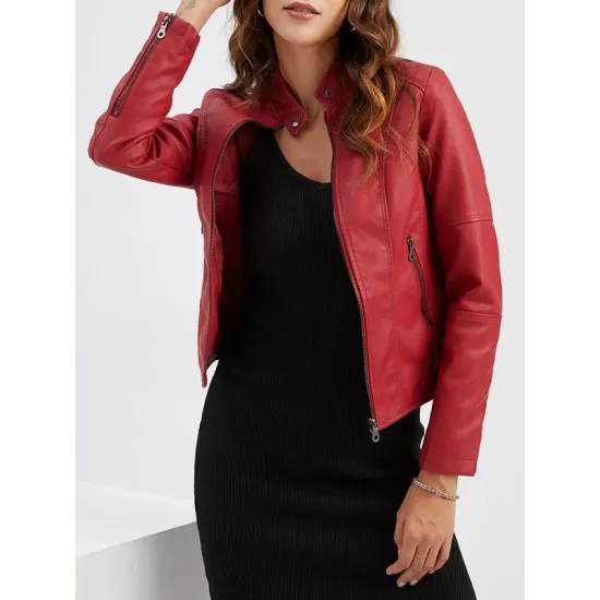 Buttoned Pockets Zipper Long Sleeves Plus Size Stand Collar Outerwear Jackets Buttoned Pockets Zipper Long Sleeves Plus Size Stand Collar Outerwear Jackets