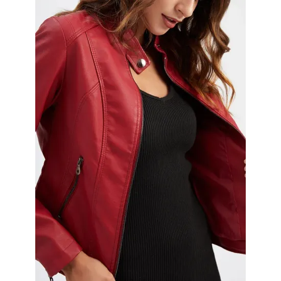 Buttoned Pockets Zipper Long Sleeves Plus Size Stand Collar Outerwear Jackets Buttoned Pockets Zipper Long Sleeves Plus Size Stand Collar Outerwear Jackets