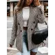 Buttoned Houndstooth Long Sleeves Loose Notched Collar Outerwear Blazer Buttoned Houndstooth Long Sleeves Loose Notched Collar Outerwear Blazer