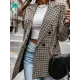 Buttoned Houndstooth Long Sleeves Loose Notched Collar Outerwear Blazer Buttoned Houndstooth Long Sleeves Loose Notched Collar Outerwear Blazer