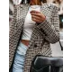 Buttoned Houndstooth Long Sleeves Loose Notched Collar Outerwear Blazer Buttoned Houndstooth Long Sleeves Loose Notched Collar Outerwear Blazer