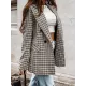 Buttoned Houndstooth Long Sleeves Loose Notched Collar Outerwear Blazer Buttoned Houndstooth Long Sleeves Loose Notched Collar Outerwear Blazer