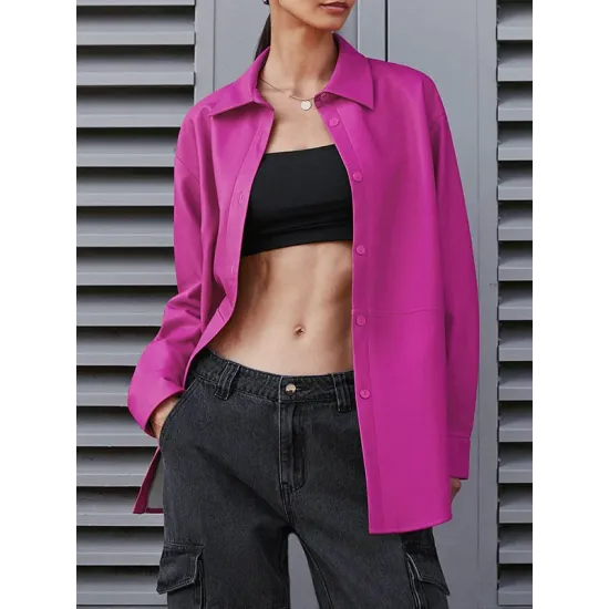 Solid Color Split-Joint Long Sleeves Loose Lapel Outerwear Jackets Solid Color Split-Joint Long Sleeves Loose Lapel Outerwear Jackets