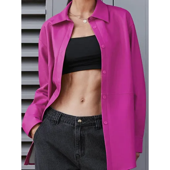 Solid Color Split-Joint Long Sleeves Loose Lapel Outerwear Jackets Solid Color Split-Joint Long Sleeves Loose Lapel Outerwear Jackets