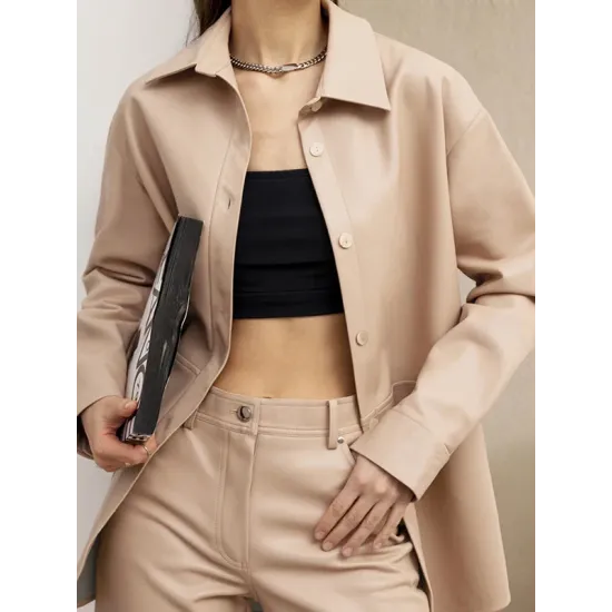 Solid Color Split-Joint Long Sleeves Loose Lapel Outerwear Jackets Solid Color Split-Joint Long Sleeves Loose Lapel Outerwear Jackets