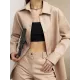 Solid Color Split-Joint Long Sleeves Loose Lapel Outerwear Jackets Solid Color Split-Joint Long Sleeves Loose Lapel Outerwear Jackets