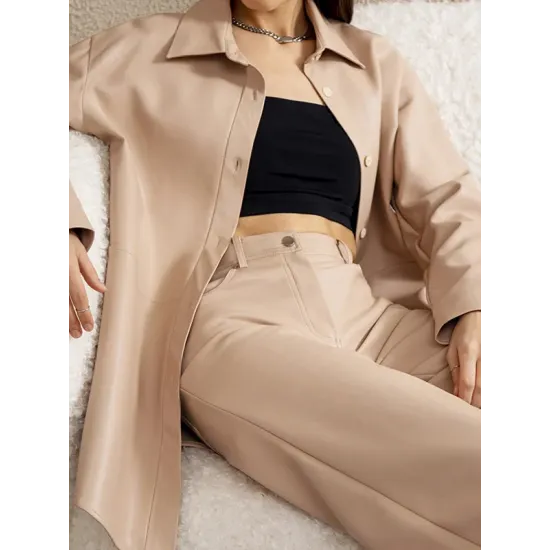 Solid Color Split-Joint Long Sleeves Loose Lapel Outerwear Jackets Solid Color Split-Joint Long Sleeves Loose Lapel Outerwear Jackets