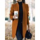 Long Sleeves Solid Color Split-Joint Stand Collar Outerwear Woolen Coat Long Sleeves Solid Color Split-Joint Stand Collar Outerwear Woolen Coat