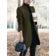 Long Sleeves Solid Color Split-Joint Stand Collar Outerwear Woolen Coat Long Sleeves Solid Color Split-Joint Stand Collar Outerwear Woolen Coat