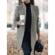 Long Sleeves Solid Color Split-Joint Stand Collar Outerwear Woolen Coat Long Sleeves Solid Color Split-Joint Stand Collar Outerwear Woolen Coat