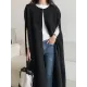 Solid Color Loose Sleeveless Round-Neck Outerwear Cape Solid Color Loose Sleeveless Round-Neck Outerwear Cape