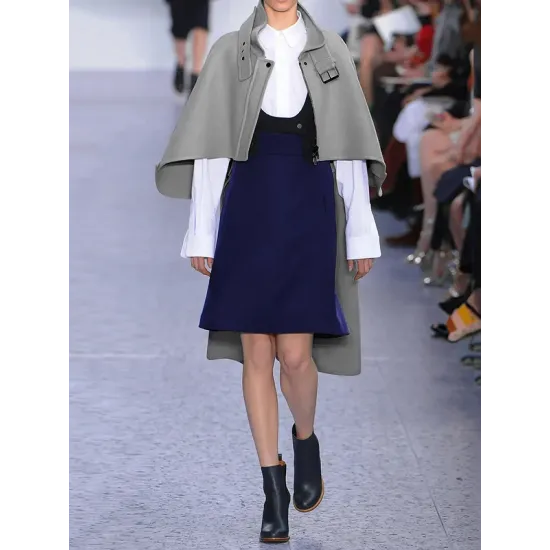 Batwing Sleeves High-Low Split-Joint High-Neck Cape Woolen Coat Batwing Sleeves High-Low Split-Joint High-Neck Cape Woolen Coat