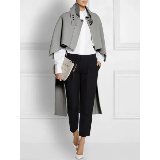 Batwing Sleeves High-Low Split-Joint High-Neck Cape Woolen Coat Batwing Sleeves High-Low Split-Joint High-Neck Cape Woolen Coat