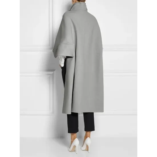 Batwing Sleeves High-Low Split-Joint High-Neck Cape Woolen Coat Batwing Sleeves High-Low Split-Joint High-Neck Cape Woolen Coat