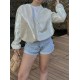 Sequined Zipper Loose Puff Sleeves Round-Neck Outerwear Jackets Sequined Zipper Loose Puff Sleeves Round-Neck Outerwear Jackets