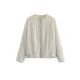 Sequined Zipper Loose Puff Sleeves Round-Neck Outerwear Jackets Sequined Zipper Loose Puff Sleeves Round-Neck Outerwear Jackets