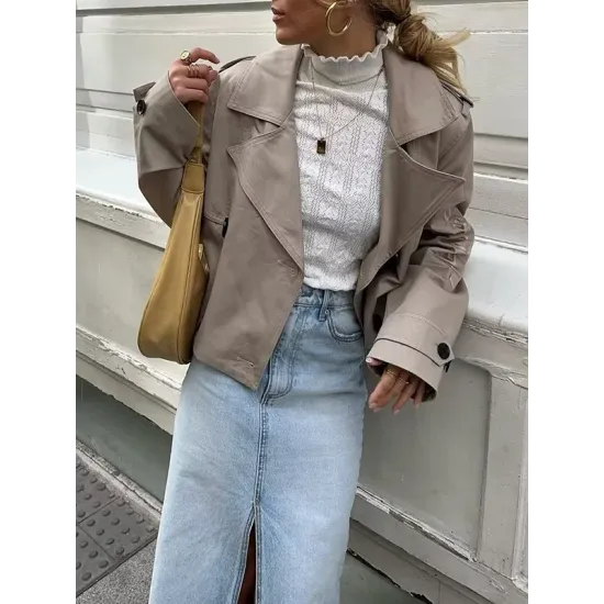 Split-Joint Long Sleeves Loose Lapel Jackets Split-Joint Long Sleeves Loose Lapel Jackets