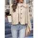 Buttoned Split-Joint Long Sleeves Loose Lapel Outerwear Buttoned Split-Joint Long Sleeves Loose Lapel Outerwear