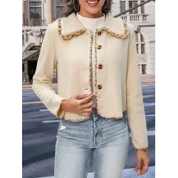 Buttoned Split-Joint Long Sleeves Loose Lapel Outerwear