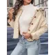 Buttoned Split-Joint Long Sleeves Loose Lapel Outerwear Buttoned Split-Joint Long Sleeves Loose Lapel Outerwear