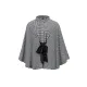Houndstooth Tied Waist Batwing Sleeves Long Sleeves Stand Collar Outerwear Cape Houndstooth Tied Waist Batwing Sleeves Long Sleeves Stand Collar Outerwear Cape
