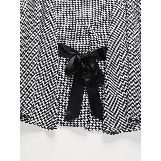 Houndstooth Tied Waist Batwing Sleeves Long Sleeves Stand Collar Outerwear Cape Houndstooth Tied Waist Batwing Sleeves Long Sleeves Stand Collar Outerwear Cape