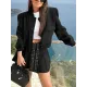 Buttoned Pockets Solid Color Long Sleeves Loose Round-Neck Outerwear Jackets Buttoned Pockets Solid Color Long Sleeves Loose Round-Neck Outerwear Jackets