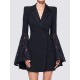 Asymmetric Buttoned Solid Color Split-Joint Flared Sleeves Long Sleeves Notched Collar Outerwear Blazer Asymmetric Buttoned Solid Color Split-Joint Flared Sleeves Long Sleeves Notched Collar Outerwear Blazer