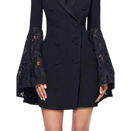 Asymmetric Buttoned Solid Color Split-Joint Flared Sleeves Long Sleeves Notched Collar Outerwear Blazer Asymmetric Buttoned Solid Color Split-Joint Flared Sleeves Long Sleeves Notched Collar Outerwear Blazer