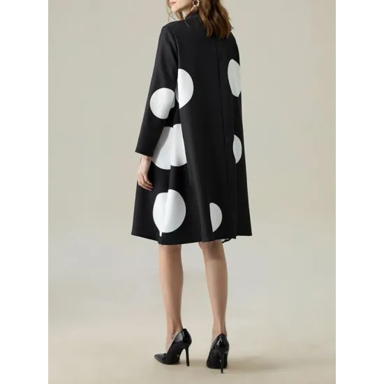 Long Sleeves Loose Asymmetric Buttoned Polka-Dot Tied Mock Neck Jackets&Coats Midi Dresses Outerwear Long Sleeves Loose Asymmetric Buttoned Polka-Dot Tied Mock Neck Jackets&Coats Midi Dresses Outerwear