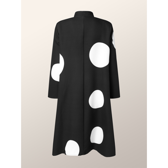 Long Sleeves Loose Asymmetric Buttoned Polka-Dot Tied Mock Neck Jackets&Coats Midi Dresses Outerwear Long Sleeves Loose Asymmetric Buttoned Polka-Dot Tied Mock Neck Jackets&Coats Midi Dresses Outerwear