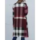 Plaid Long Sleeves Loose Collarless Outerwear