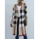 Plaid Long Sleeves Loose Collarless Outerwear