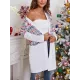 Animal Printed Knitted Flower Long Sleeves Loose Collarless Outerwear
