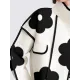 Long Sleeves Loose Contrast Color Flower Print Split-Joint Stand Collar Jackets Outerwear Woolen Coat Long Sleeves Loose Contrast Color Flower Print Split-Joint Stand Collar Jackets Outerwear Woolen Coat
