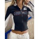 Contrast Color Letter Print Split-Joint Long Sleeves Skinny High Neck Jackets Contrast Color Letter Print Split-Joint Long Sleeves Skinny High Neck Jackets