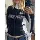 Contrast Color Letter Print Split-Joint Long Sleeves Skinny High Neck Jackets Contrast Color Letter Print Split-Joint Long Sleeves Skinny High Neck Jackets