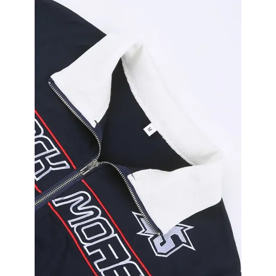 Contrast Color Letter Print Split-Joint Long Sleeves Skinny High Neck Jackets Contrast Color Letter Print Split-Joint Long Sleeves Skinny High Neck Jackets